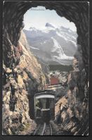 Pilatusbahn Tunnel mit Blick auf Titlis