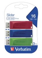 Verbatim USB-Stick Slider 16 GB USB 2.0 3-er Pack