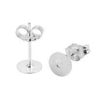 Ohrstecker mit 6 mm Platte - Farbe Silber (10 Stk.) neu