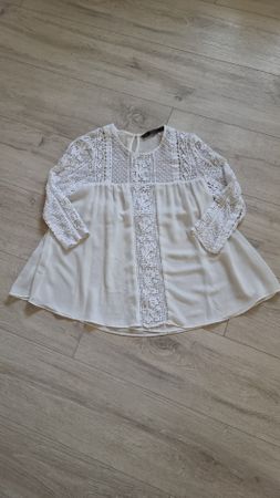 Zara Spitzenbluse weiss Gr. xS - Sommer Boho Look neuwertig