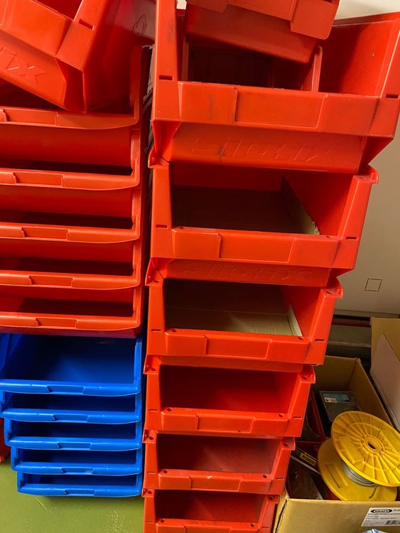 Sichtlagerboxen 50 Stück - Rote Stapelboxen 175x100x75 Mm Made In Germany