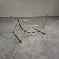 Porte revue journaux laiton verre italy 1970 Gallotti