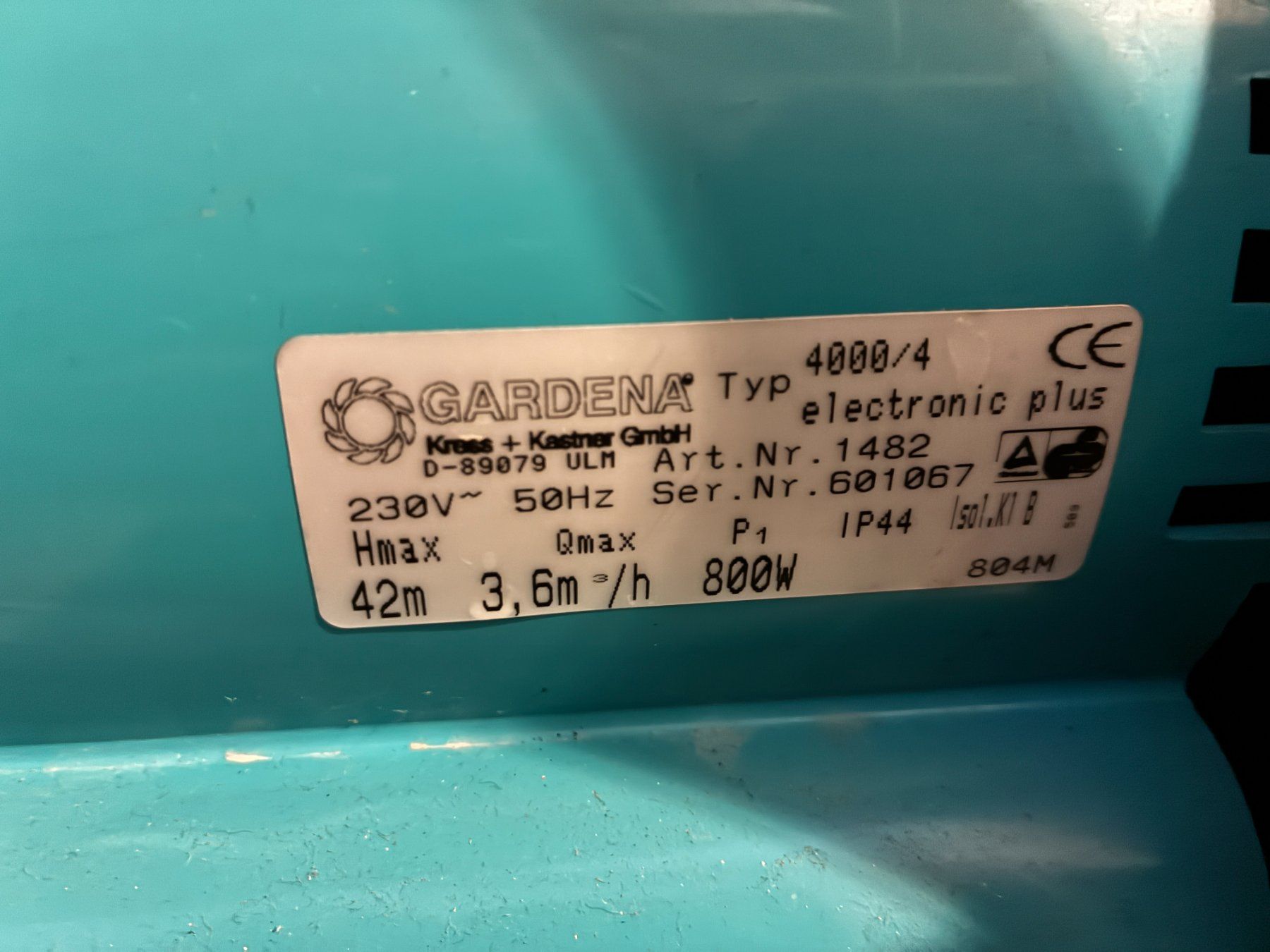 Gardena Pompe & Parti di ricambio: Hauswasserautomat/Pumpe Gardena 4000/4 electronic plus 800W – Usato da Goldau venduto da padlmucki 2