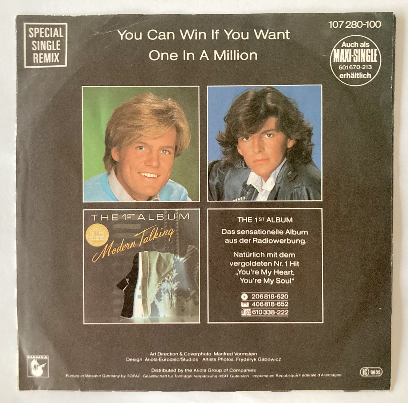Dischi in vinile: MODERN TALKING - YOU CAN WIN IF YOU WANT – Usato da Bottens venduto da hotter-than-hell 1