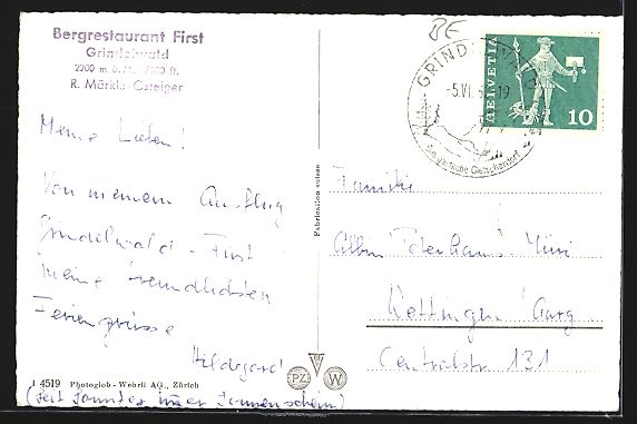 Cartes postales: Grindelwald, Berg-Restaurant First, Inh. – D'occasion à Berlin par bartko-reher 1