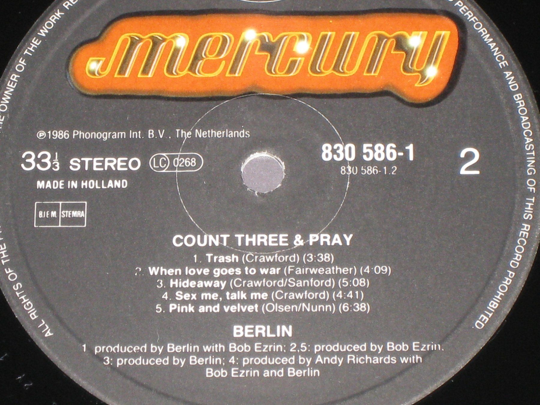 Dischi in vinile: LP - BERLIN - COUNT THREE & PRAY – Usato da Steckborn venduto da Quo7 2