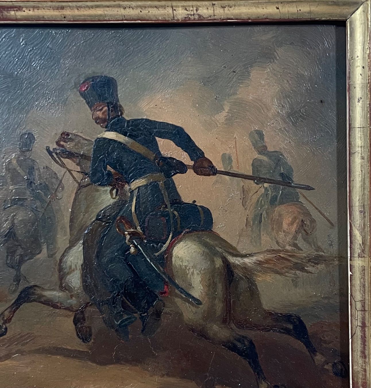 Gemälde: Antikes Gemälde mit reitenden Soldaten – Gebraucht aus Root von  2