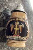 Antiker Bierkrug, Zinndeckel, München, Sammlerstück