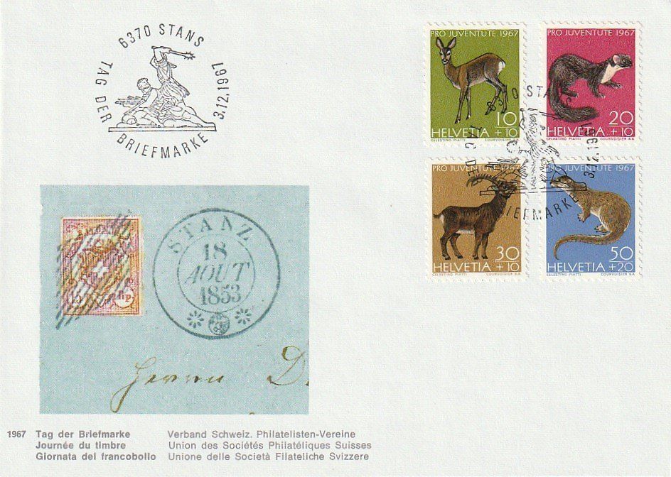 Tutti i francobolli: Tag der Briefmarke 1967, Stans, Umschlag – Usato da Aarburg venduto da Aare10