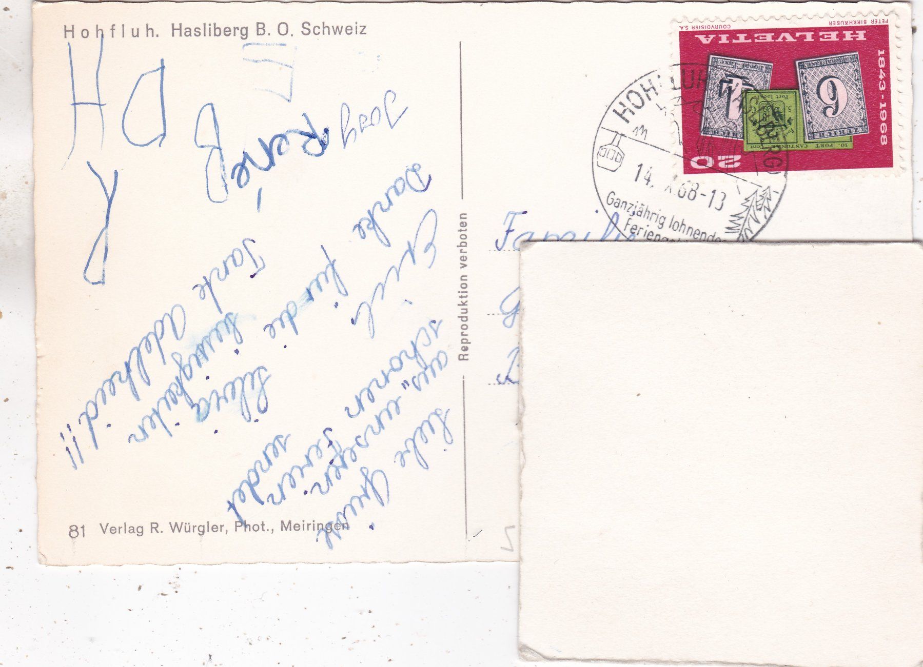Cartes postales: Hohfluh 1968 – D'occasion à Herisau par Lisegrat2008 1