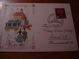 Karte Tag der Briefmarke 1947, Luzern, gelaufen