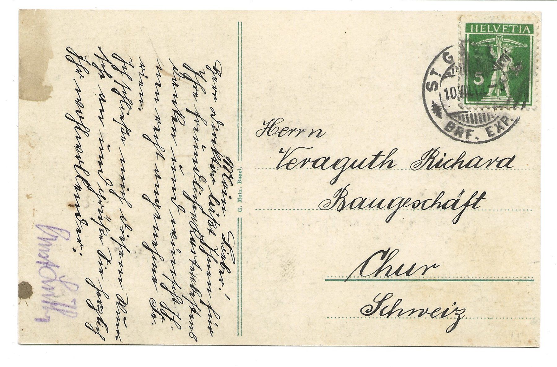 Cartes postales: St. Gallen - Rosenberg - Institut Dr. Schmidt - Schule  1912 – D'occasion à Engelburg par Cartophil 1
