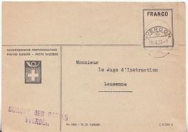 Francozettel SBK 1C auf Brief Yverdon - Lausanne