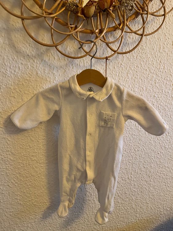 Pyjama (Babygros) Petit Bateau En Coton Bleu - Taille 12 Mois - Pour Fille - Occasion Très Bon État