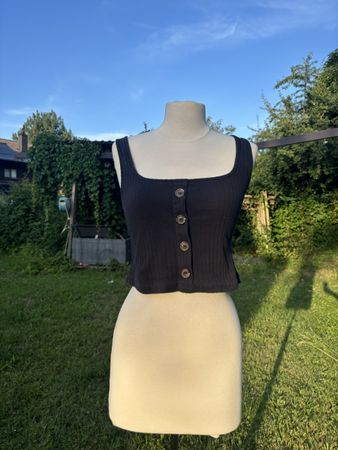 Crop Top mit Knöpfen schwarz guter Zustand