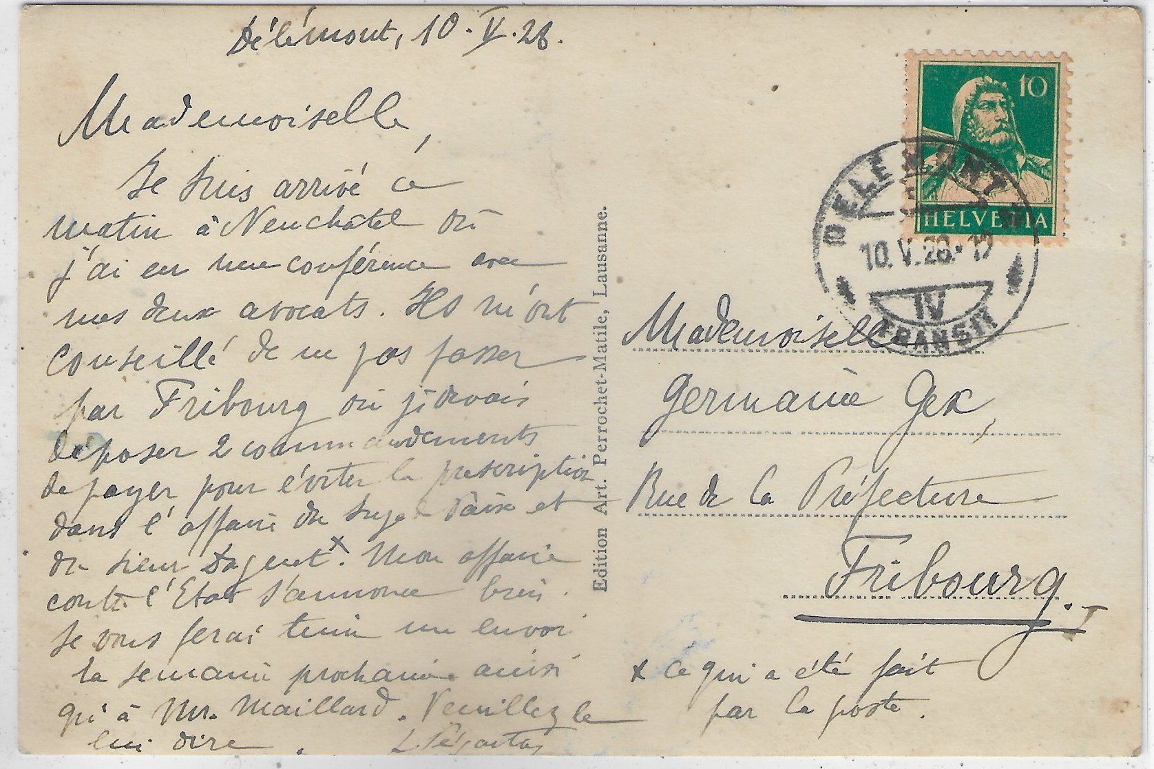 Cartoline postali: Delemont - Le Vorbourg – Usato da Ettingen venduto da Kartenplanet 1