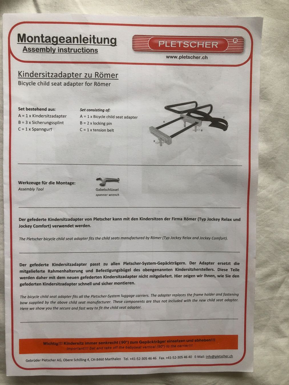 Pezzi di ricambio: Pletscher Velositz-Adapter, Universal Adapter für Velositz – Usato da Zürich venduto da anavlis-thymiano 3