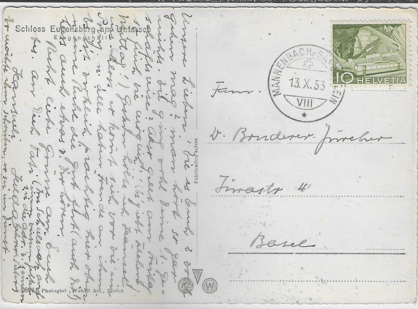 Cartoline postali: Schloss Eugensberg am Untersee - Eingangshalle – Usato da Ettingen venduto da Kartenplanet 1