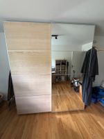 Kleiderschrank Schiebetüren mit Spiegel Holzoptik (Buche)