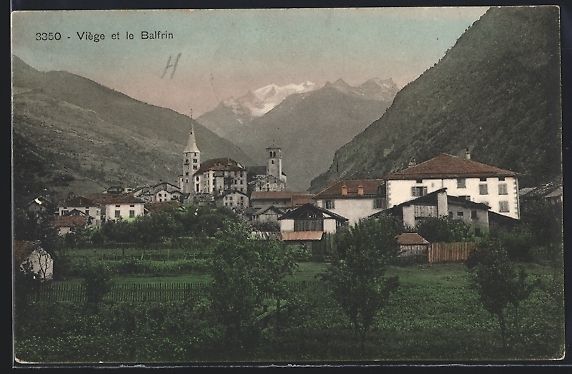 Cartoline postali: AK Viège, Panorama et le Balfrin, 1909 – Usato da Berlin venduto da bartko-reher
