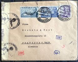 1943 Spanien -Doppel Zensurbrief D.Reich - Sp.nach Frankfurt