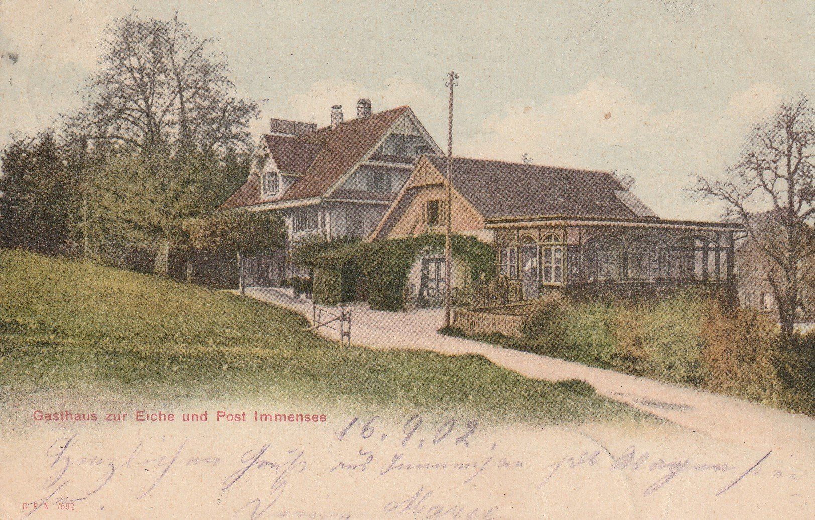 Cartoline postali: Immensee-Gasthaus zur Eiche und Post 1902 – Usato da uttwil venduto da Koehlerfred