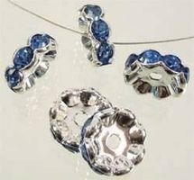Metall Rondelle Strass saphirblau   10mm