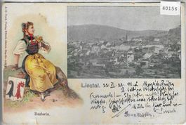 Liestal - Baslerin Tracht Costume - Präge-Karte
