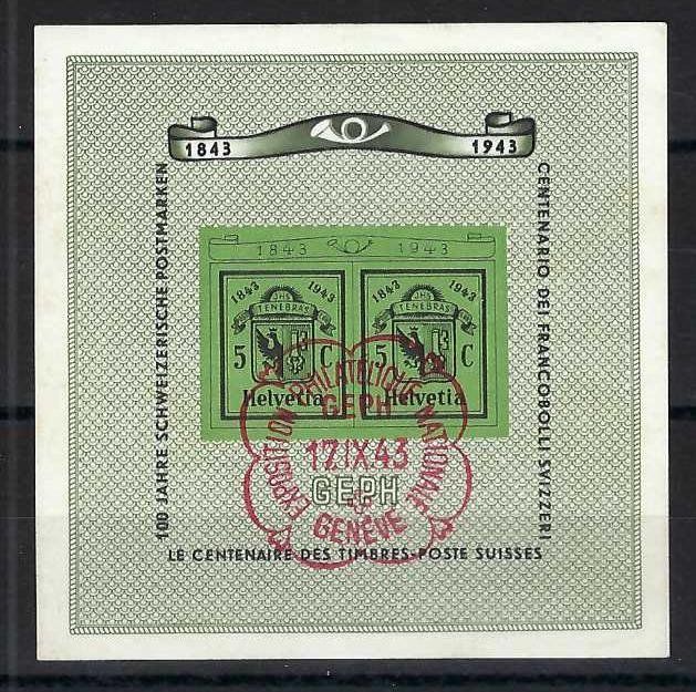 Tutti i francobolli: 1943, GENF BLOCK, ET-0 17.IX – Usato da Pura venduto da ulisse1957