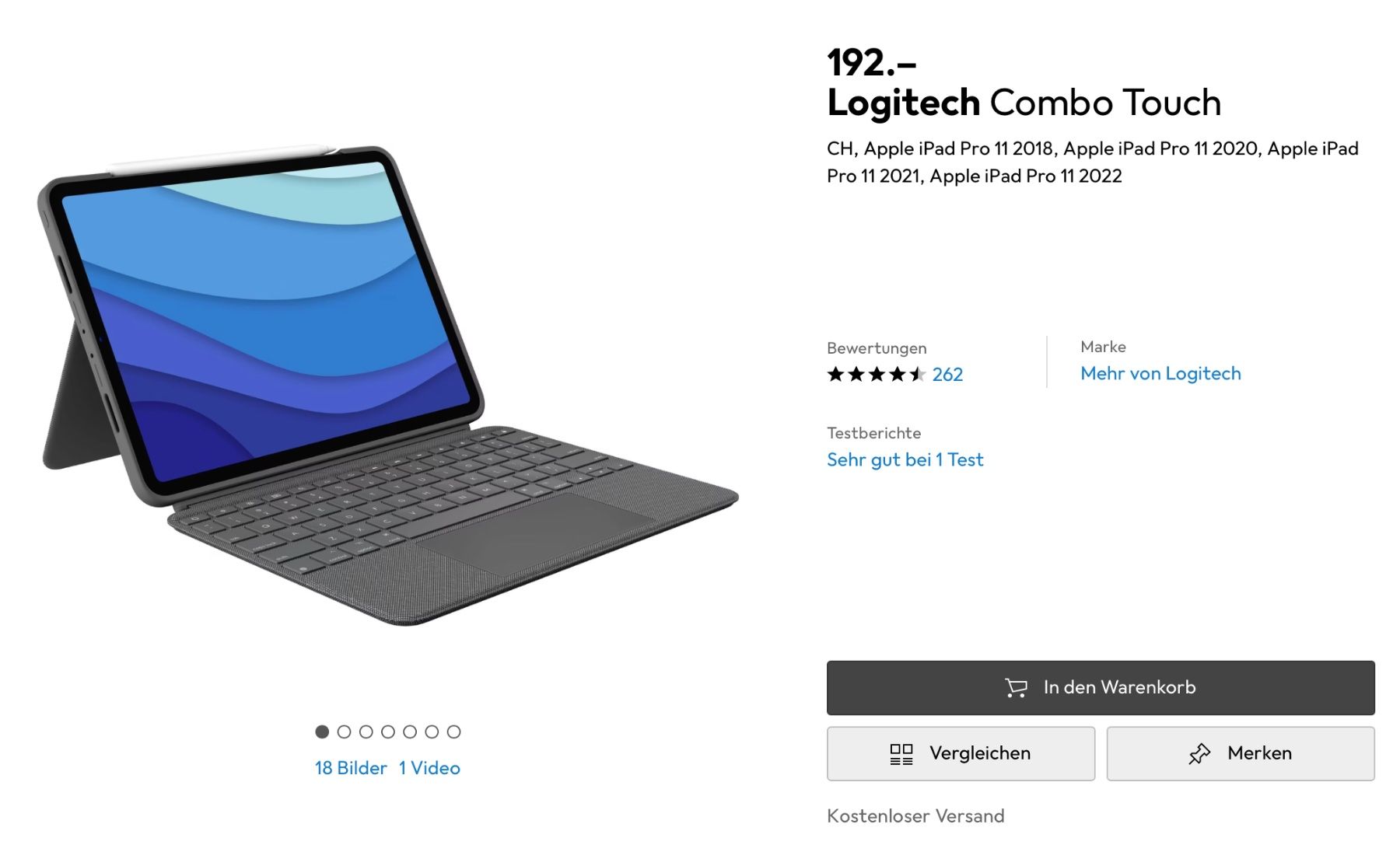 Apple Tastiere: Logitech Combo Touch Tastatur, iPad Pro 11'', mit OVP, neu – Nuovo (secondo la descrizione) da Wettingen venduto da Jasper73 9