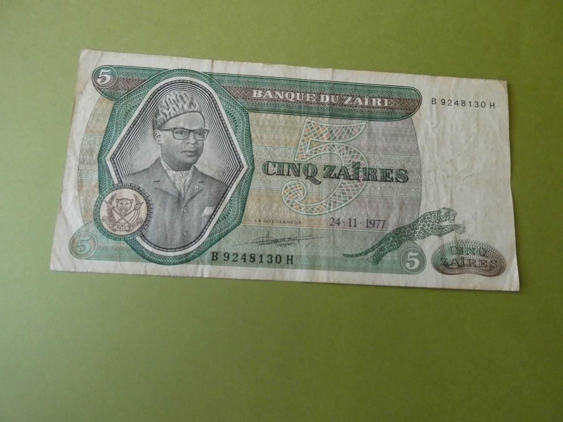 Banconote: Zaire 1977, 5 Zaires – Usato da Hinterforst venduto da Rohusri