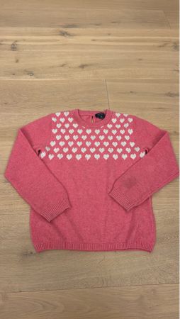 Süsser Mädchen Pullover, Grösse 128, Rosa mit Herzen