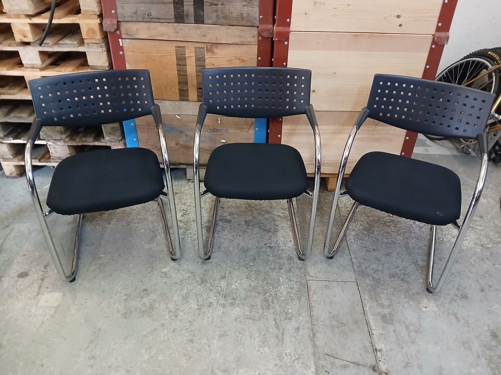 3 VITRA FREISCHWINGER STÜHLE SCHWARZ MIT CHROM GESTELL (Gebraucht) in ...