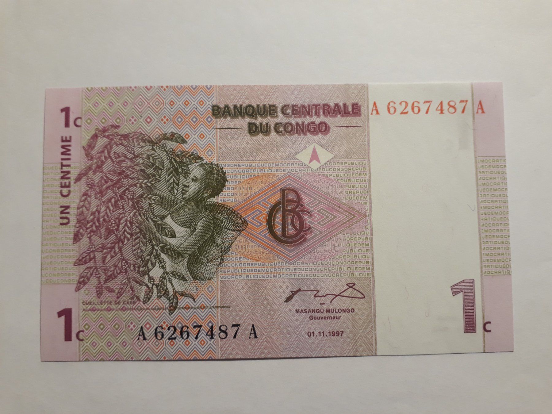 Banconote: KONGO - 1 Centime 1997 UNC (A6267487A) – Nuovo (secondo la descrizione) da Wichtrach venduto da LuckyLuke69