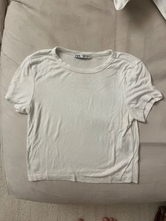 Top cropped Zara weiss hochgeschlossen