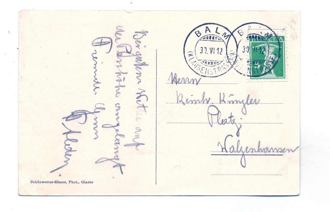 Ansichtskarten: Linthal mit Hotel Bahnhof -1912 – Gebraucht aus Tagelswangen von Miski 1