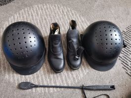 Reitsport Set: Helm, Schuhe Gr.37 & Gerte - Top Zustand