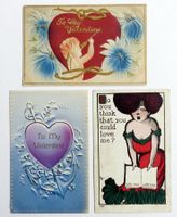 MY VALENTINE VICTORIAN ANTIQUE POSTCARD LOT OF 3