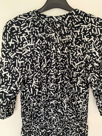 STEFANEL 58% Viskose 42% Seiden Kleid Gr S schwarz/weiss