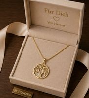 Lebensbaum-Anhänger aus 8-karätigem Mit S925 Silber boxkette