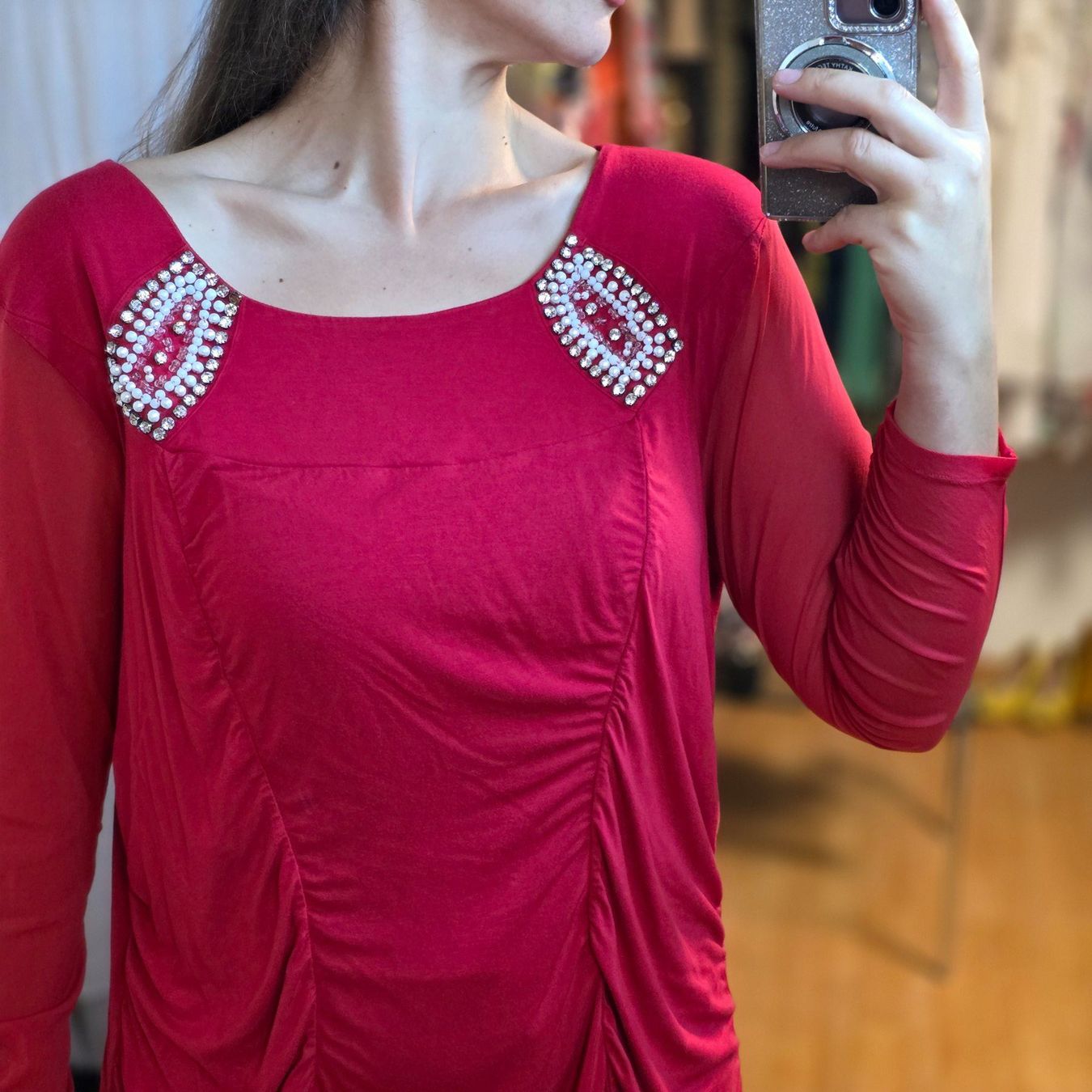 Camicette: Rote Bluse mit Strass Judith Williams Gr.48 – Usato da Wald ZH venduto da CapLux 2