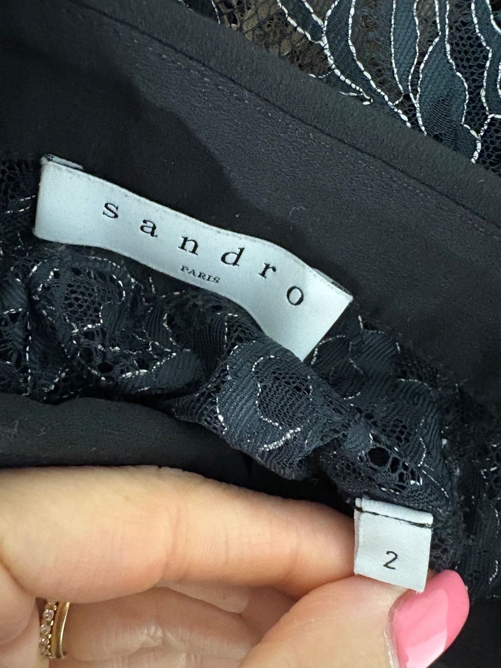 Sandro Vestiti: Sandro Spitzenkleid Kleid Spitze schwarz 38 Langarm – Usato da Regensdorf venduto da secondchancefashion 5