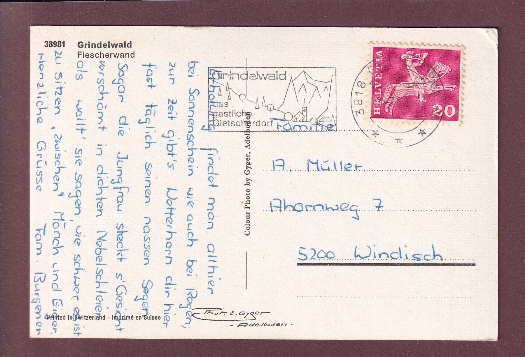 Cartoline postali: GRINDELWALD - Fiescherwand - 1968 – Usato da Pully venduto da nicecards 1