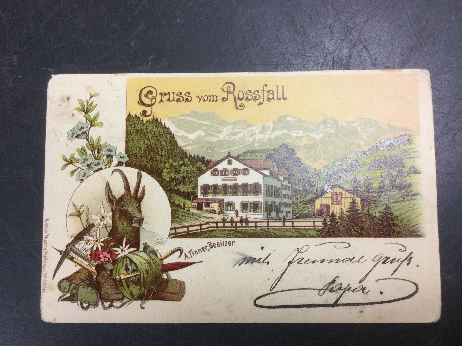 Cartoline postali: Antike Postkarte Gruss vom Rossfall Appenzell – Usato da Wangen SZ venduto da kuriosum12