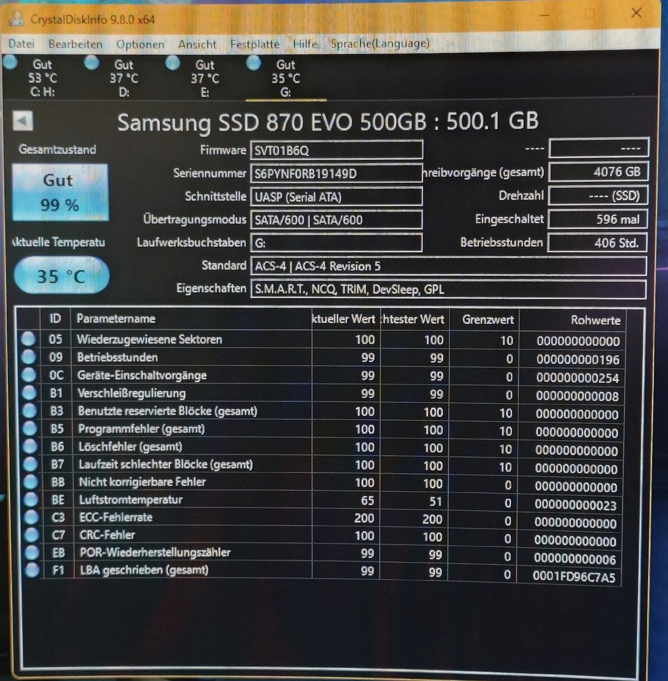 Samsung Dischi rigidi: Samsung 870 EVO | 500GB | 99% | Solid State Drive | Top! – Nuovo (secondo la descrizione) da Ennetmoos venduto da Faders 2