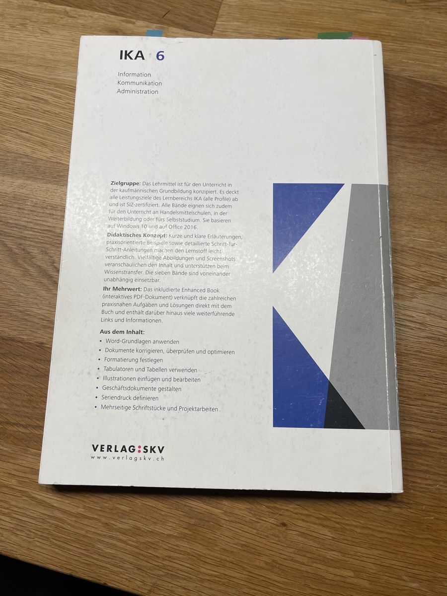 Libri: IKA 6 Textverarbeitung und Textgestaltung – Usato da Sempach venduto da Nimsaj5 1