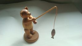 Holzfigur Bär "Fischer" Vintage 10 cm