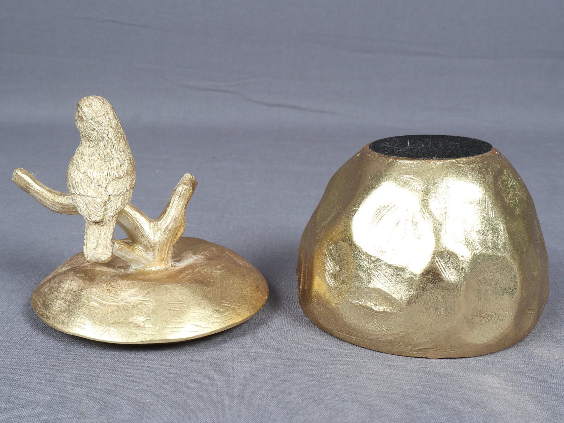 Alle Dekorationen: Goldene Deko -Dose mit Vogel – Gebraucht aus Steinen von Restwert_Steinen 2