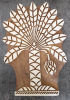 Indischer Textilstempel aus Holz Palme Papierdruck 26x18cm
