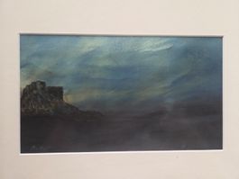 Gemälde Dütheil Traumlandschaft Leimfarben 30x18 Unikat